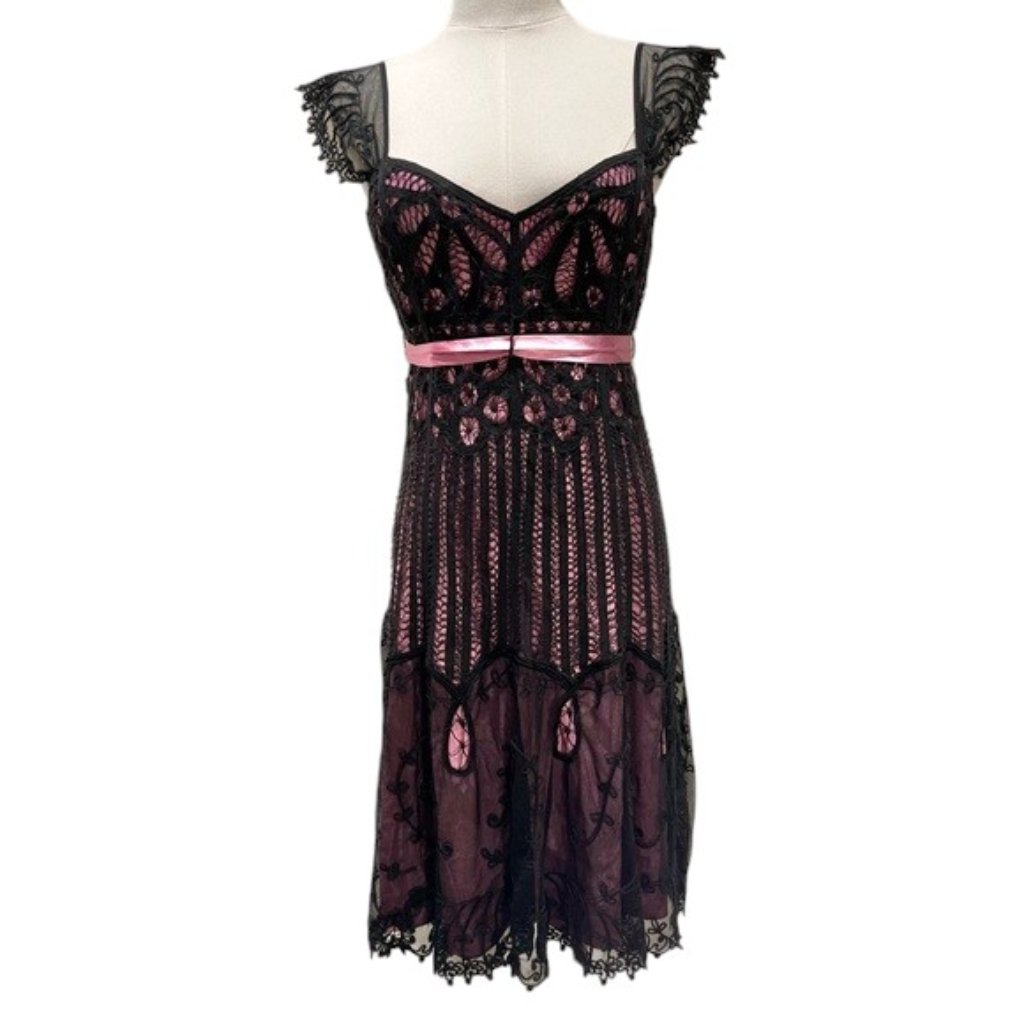 Betsey Johnson Y2k Vintage Black And Pink Lace Dress Nwt